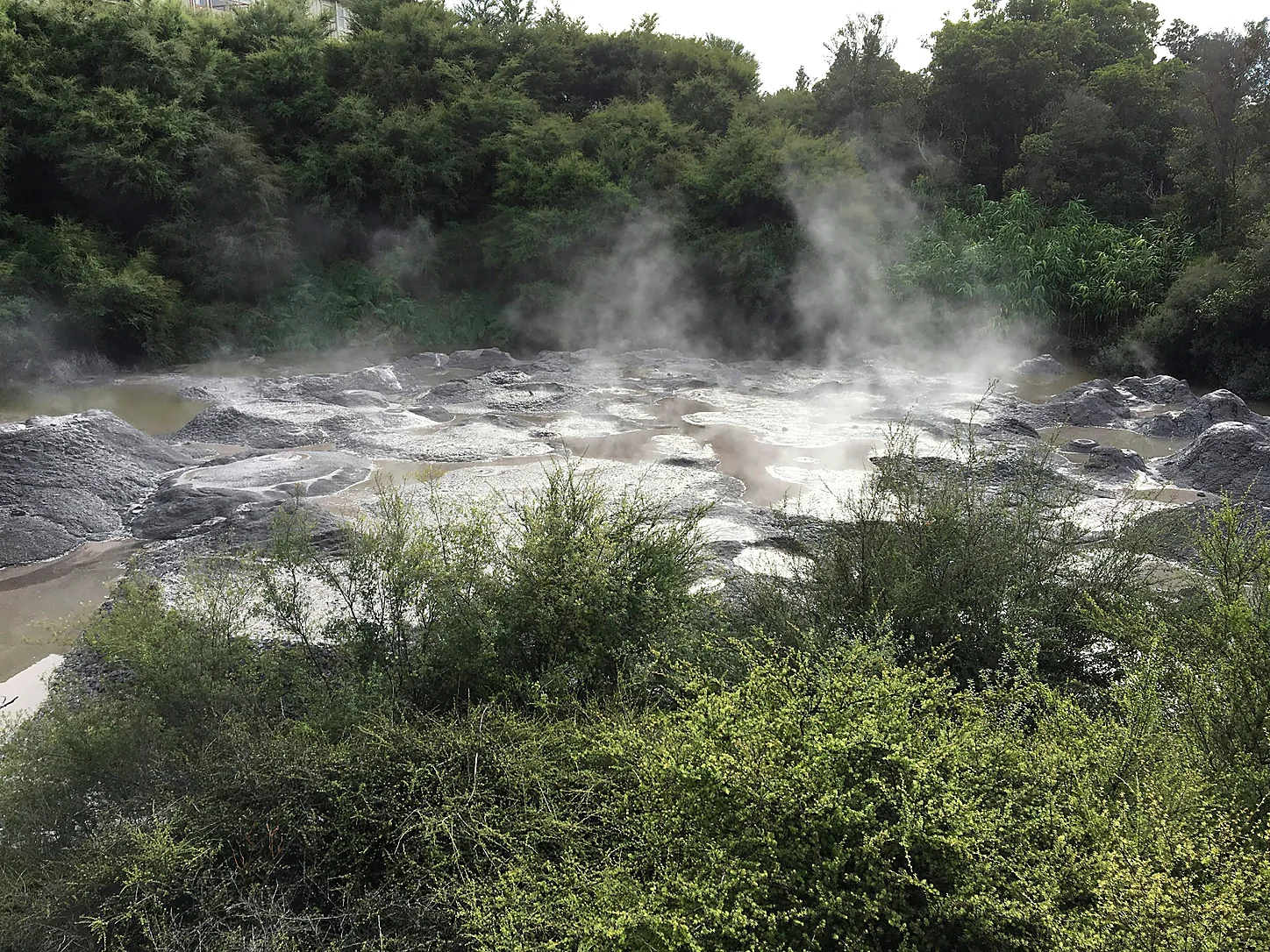Mineral water and rock detail at Bozeman Hot Springs