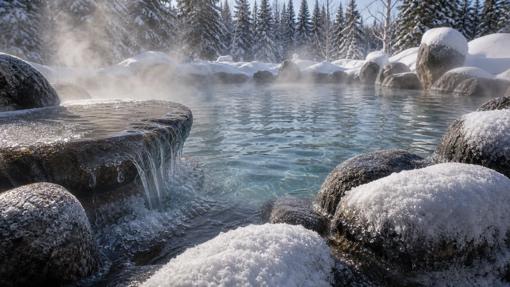 Mineral water and rock detail at Chena Hot Springs