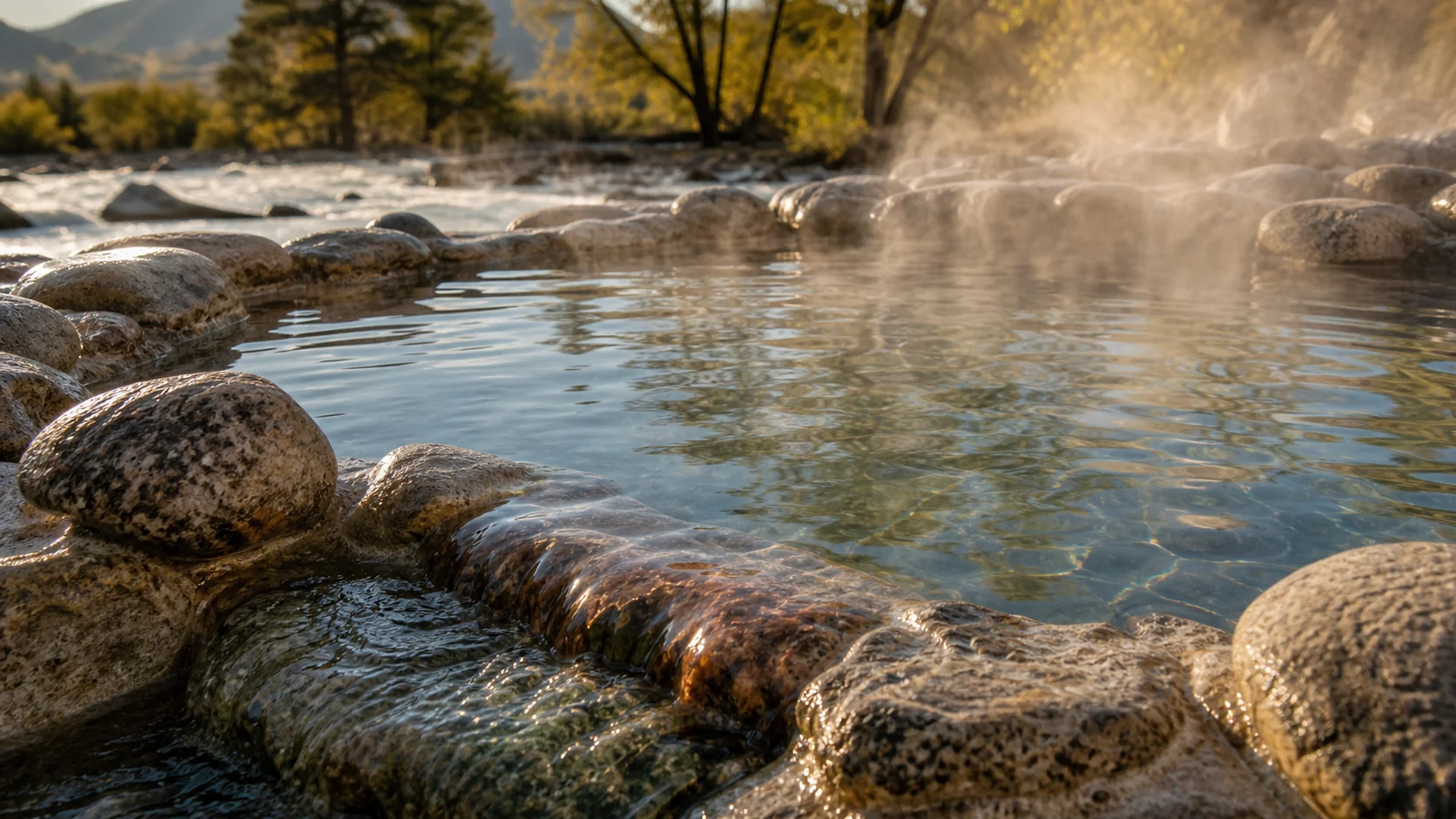Mineral water and rock detail at Cottonwood Hot Springs