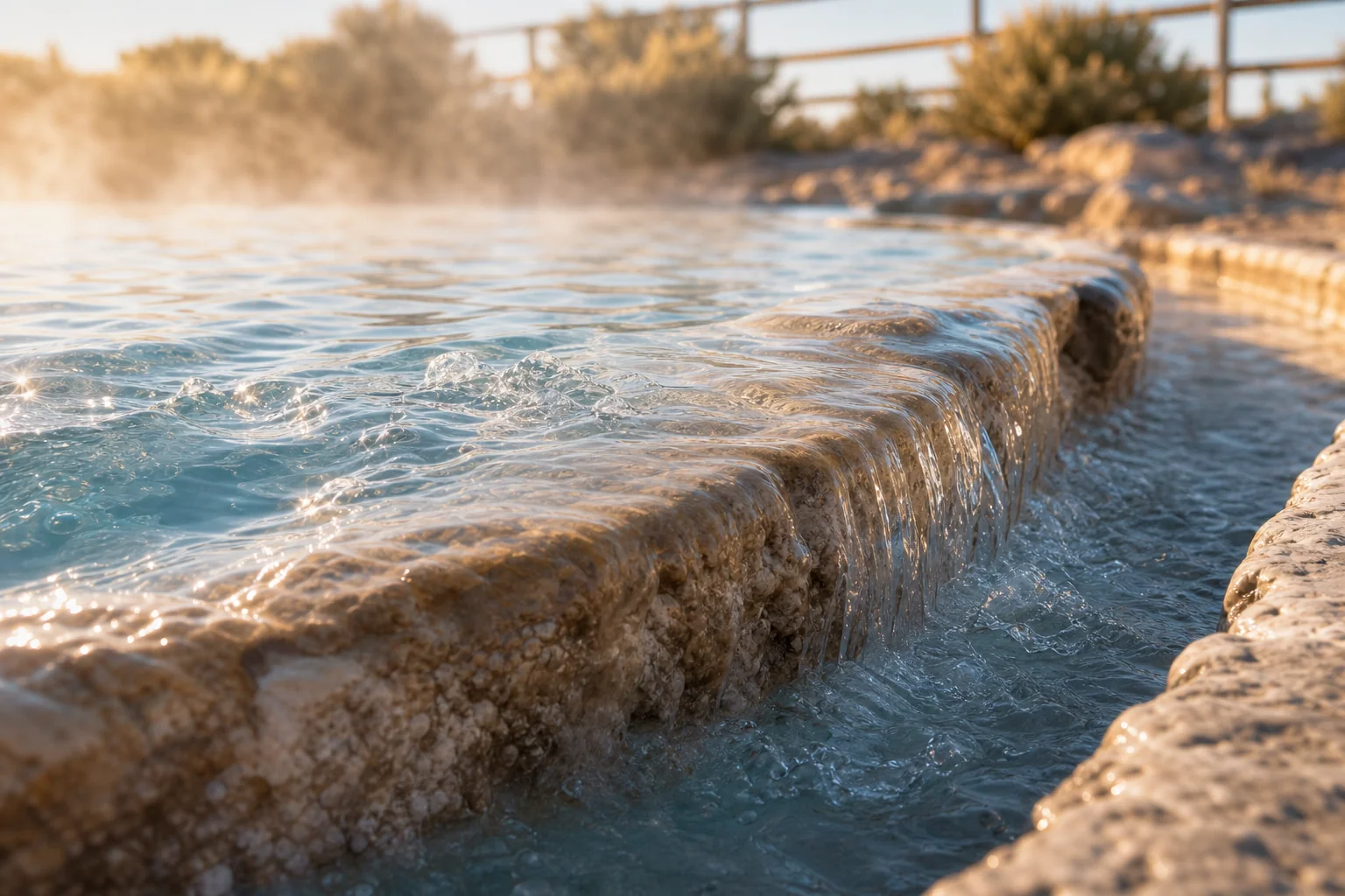 Mineral water and rock detail at Crystal Crane Hot Springs