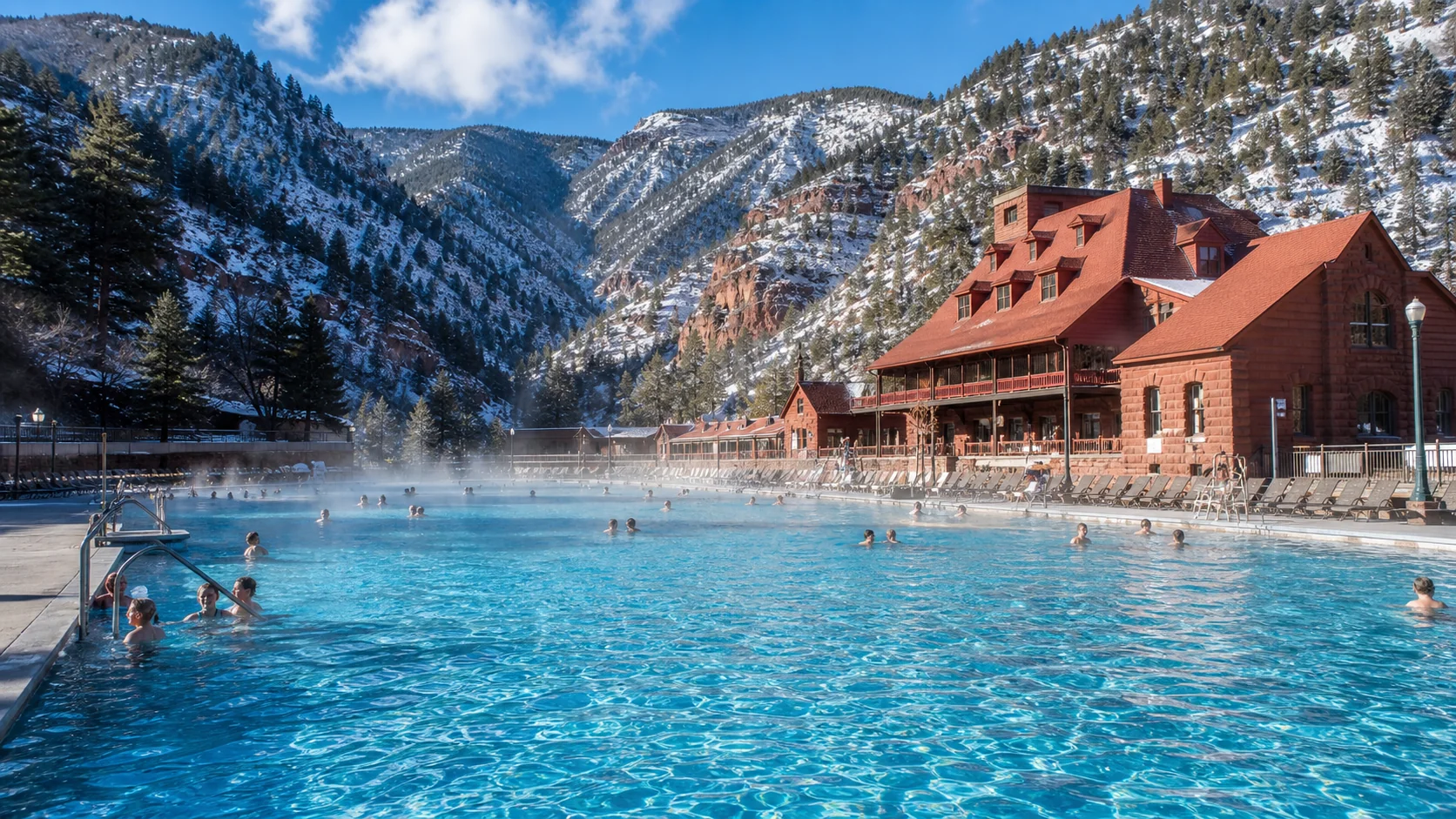 Hot springs pool at dawn