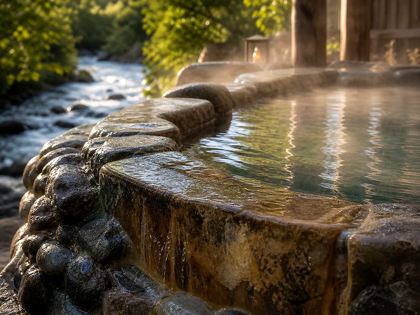 Mineral water and rock detail at Hot Springs Resort and Spa