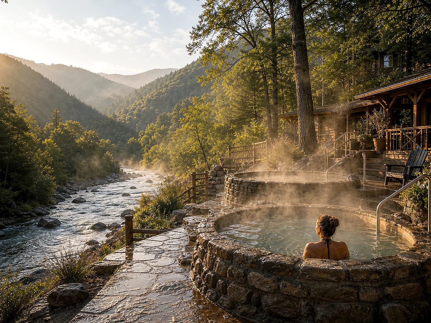 Landscape setting around Hot Springs Resort and Spa