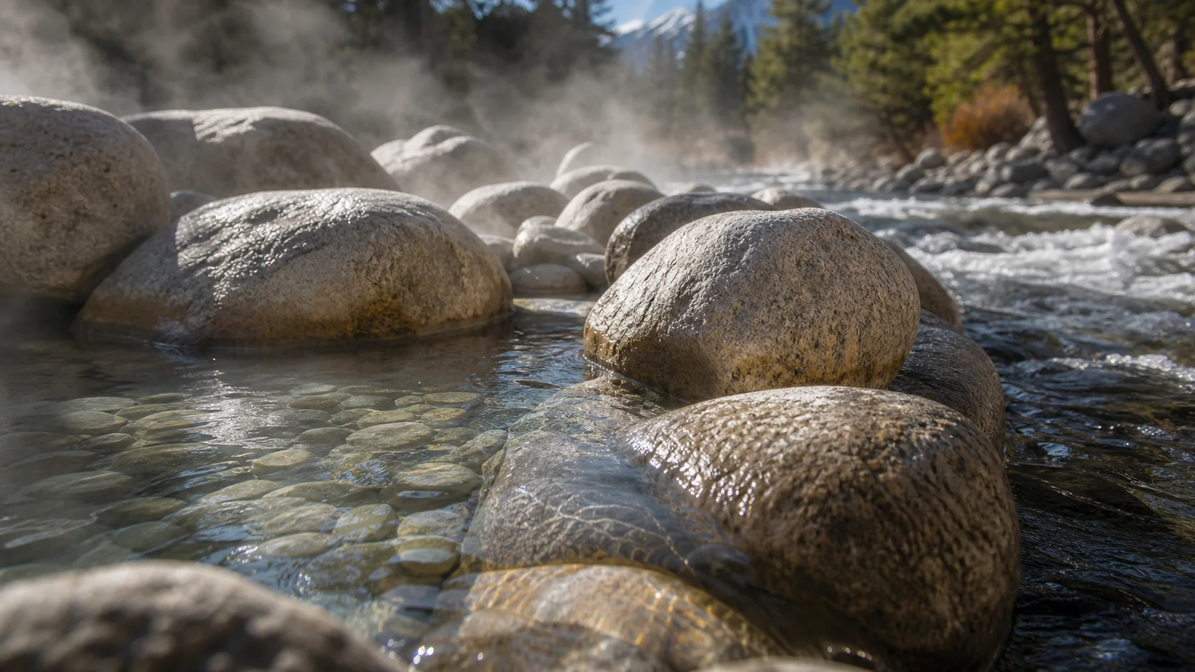 Mineral water and rock detail at Mount Princeton Hot Springs
