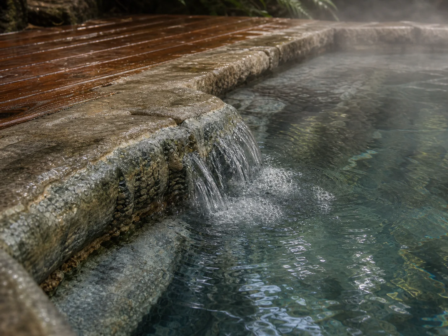 Mineral water and rock detail at Orr Hot Springs