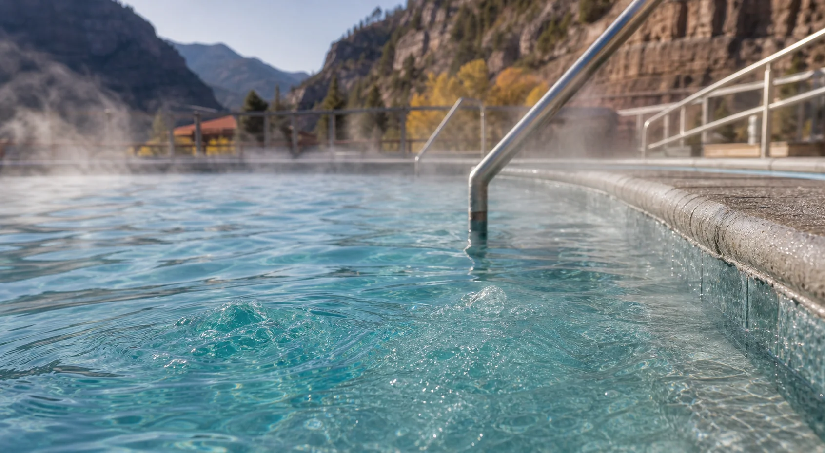 Mineral water and rock detail at Ouray Hot Springs