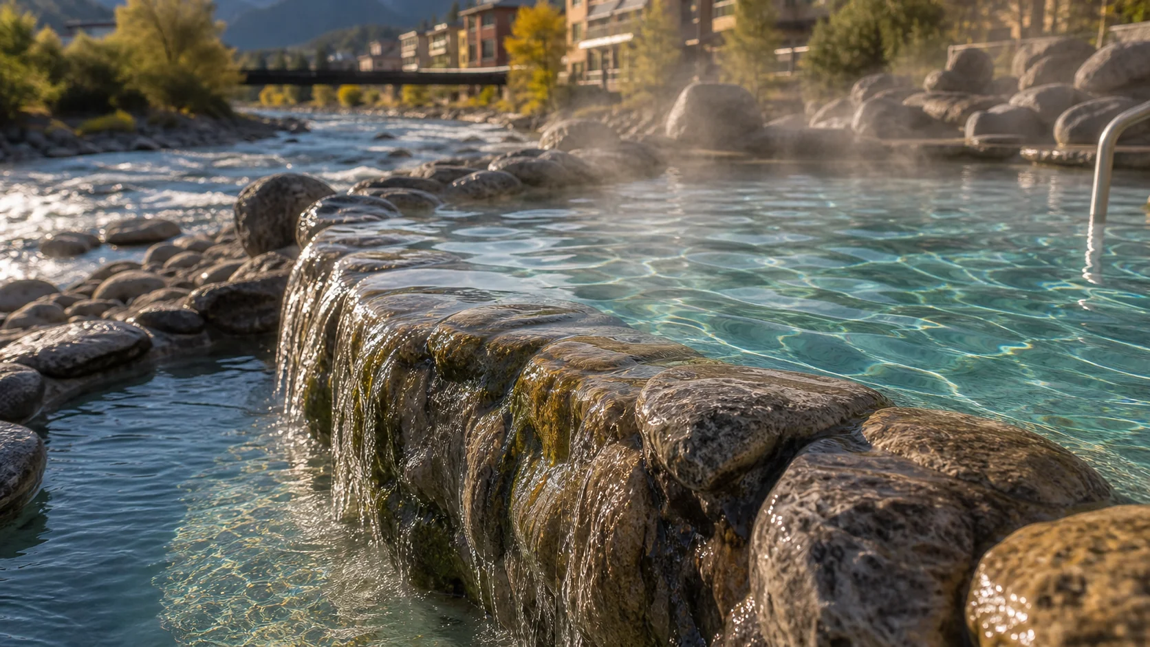Mineral water and rock detail at Pagosa Springs Hot Springs