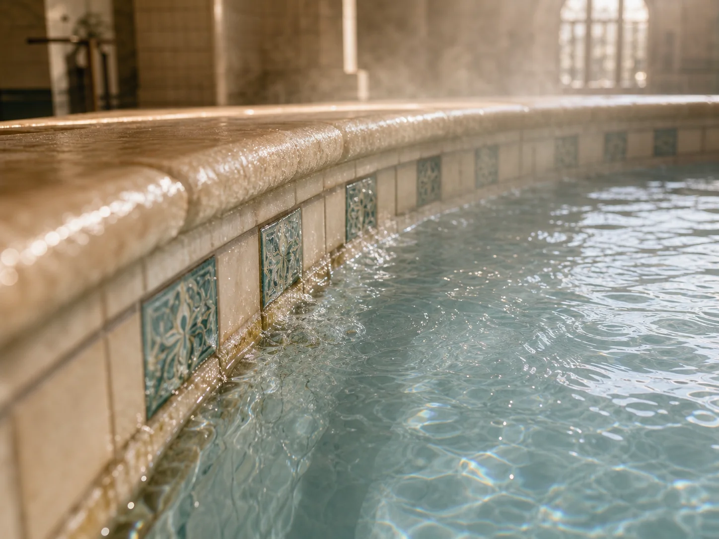 Mineral water and rock detail at Quapaw Baths