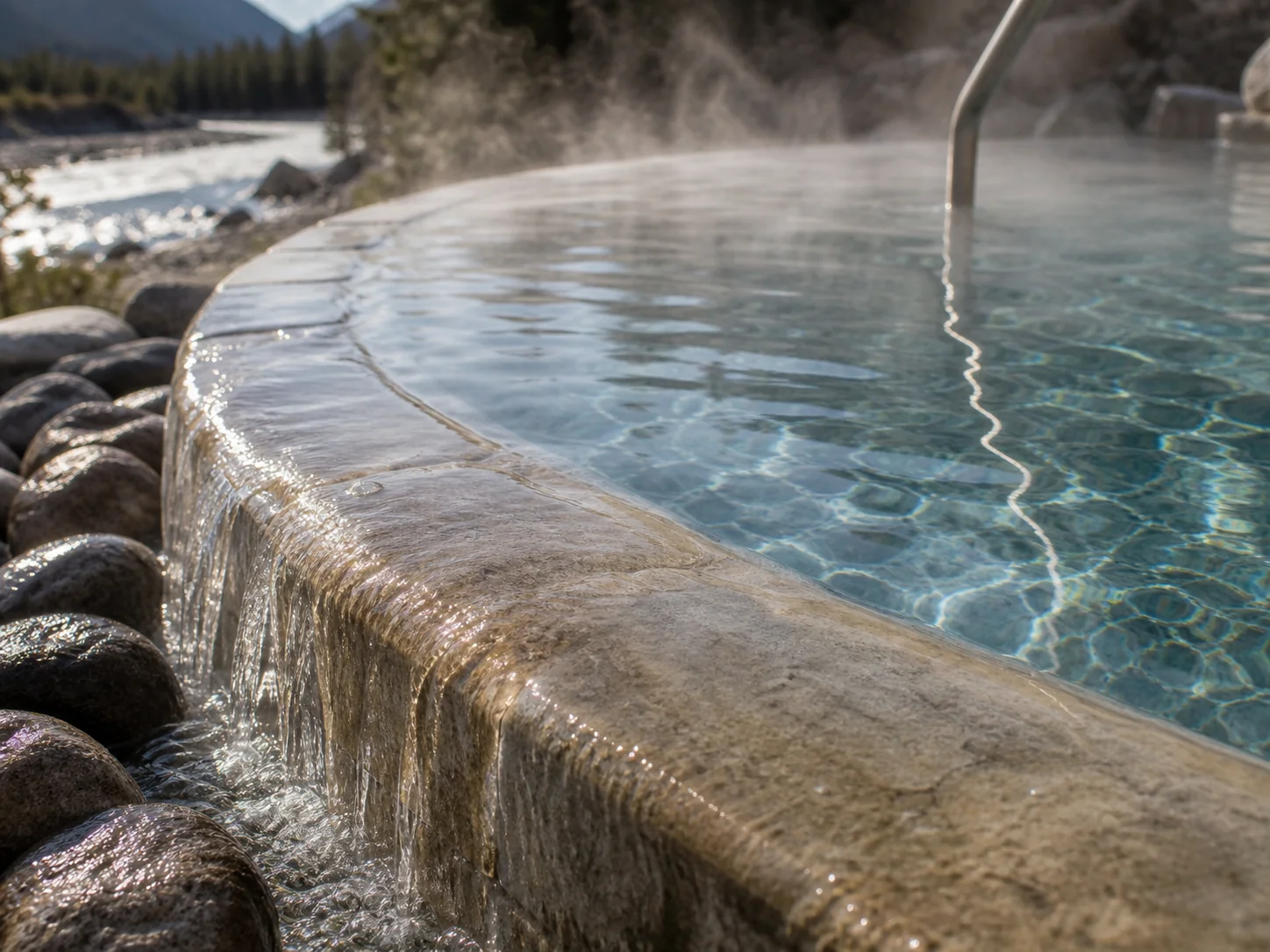 Mineral water and rock detail at Quinn's Hot Springs