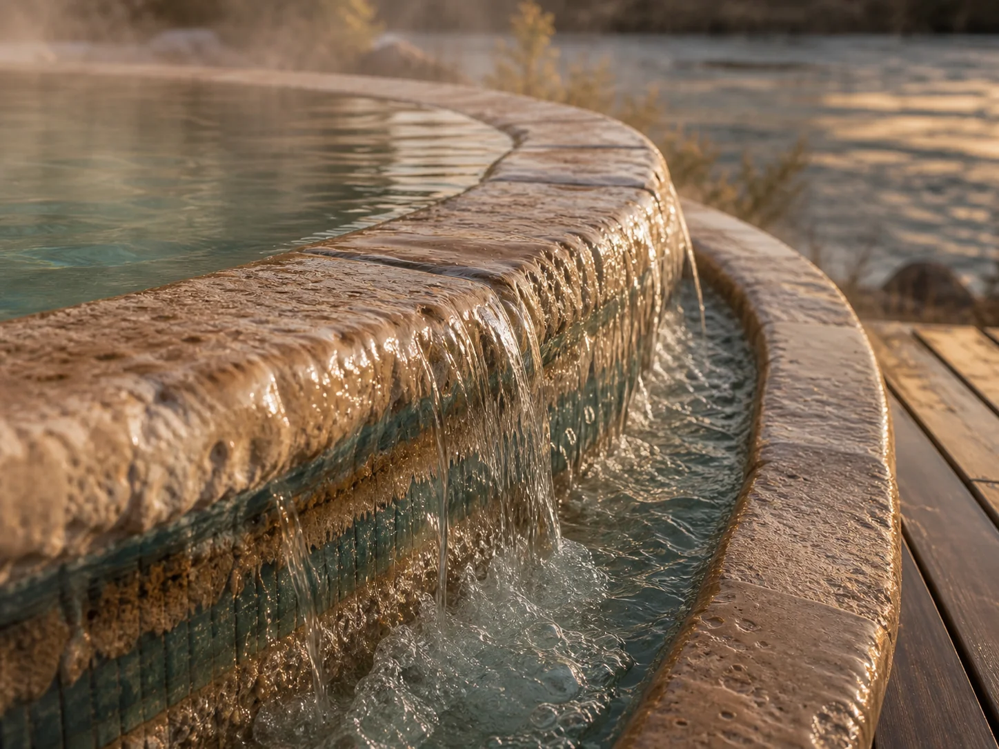 Mineral water and rock detail at Riverbend Hot Springs