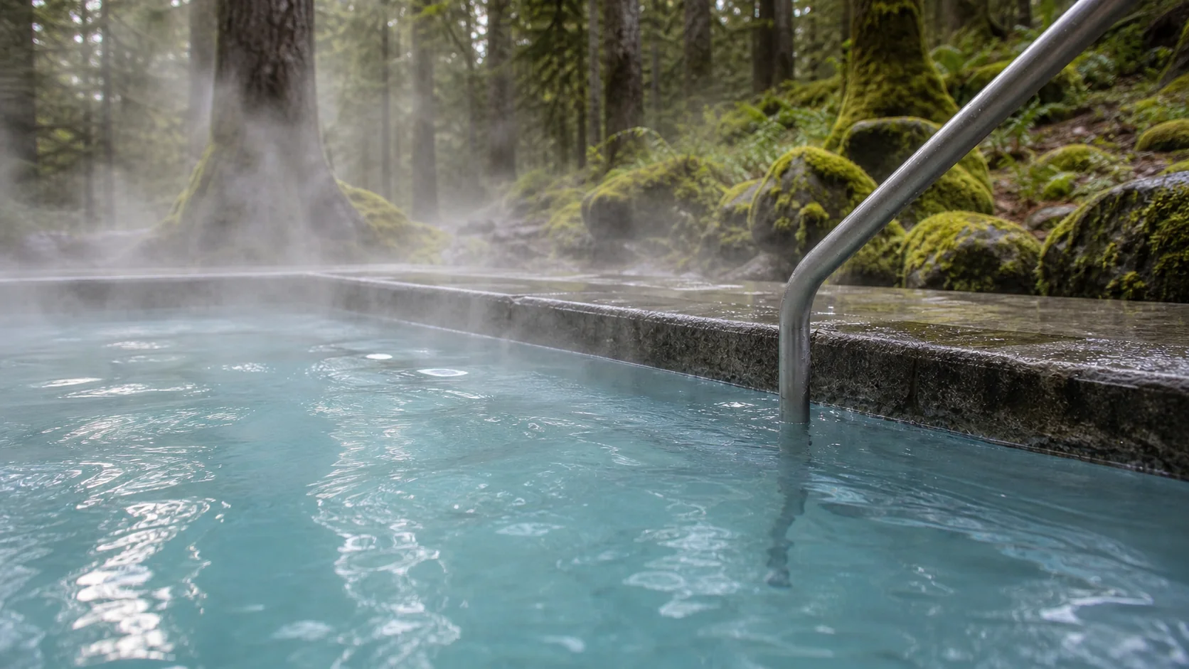 Mineral water and rock detail at Sol Duc Hot Springs